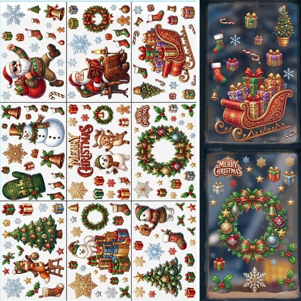 Snowflake Window Decal - 9 lembar Stiker Jendela Kepingan Salju