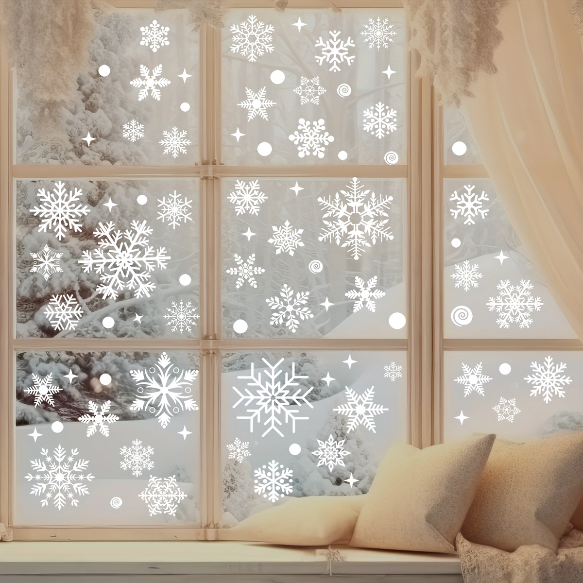 Snowflake Window Decal - 4 lembar Stiker Jendela Natal -