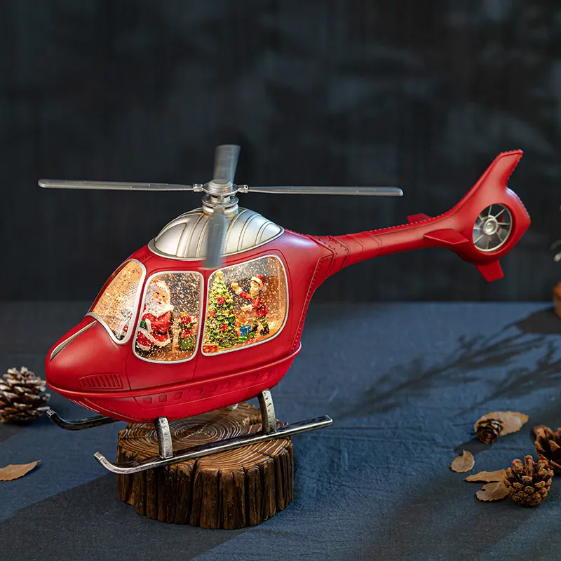 Snow Globe Musical - Kotak Musik Helikopter Berputar Bola Kristal
