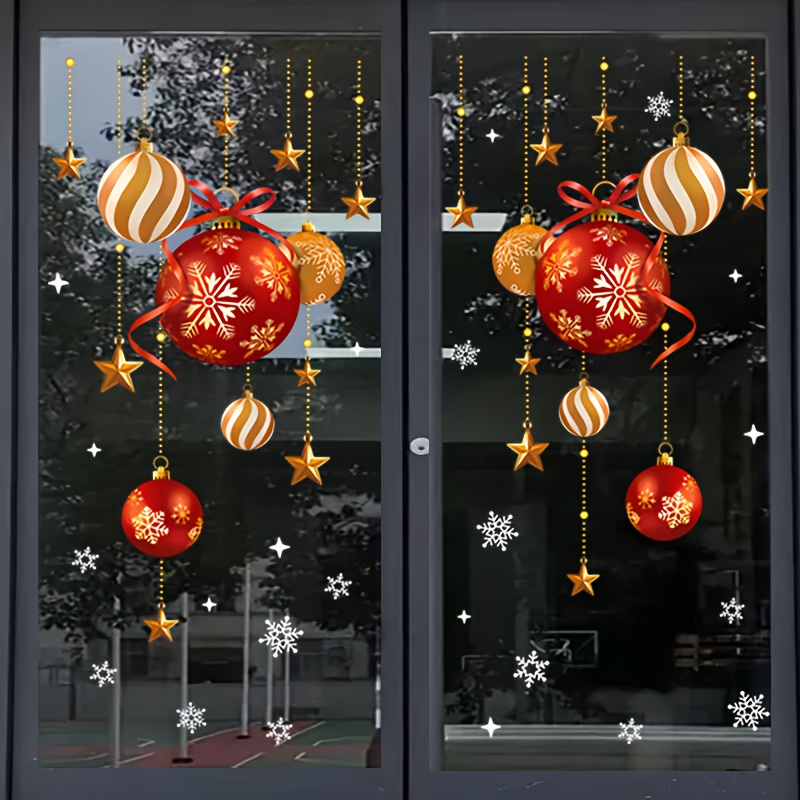 Snowflake Window Decal - Stiker Natal, dekorasi suasana meriah, bola