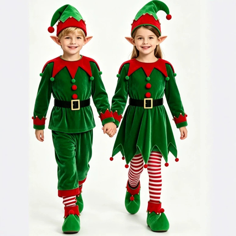 Elf Costume Christmas - Kostum Natal Anak Laki-laki dan Perempuan,