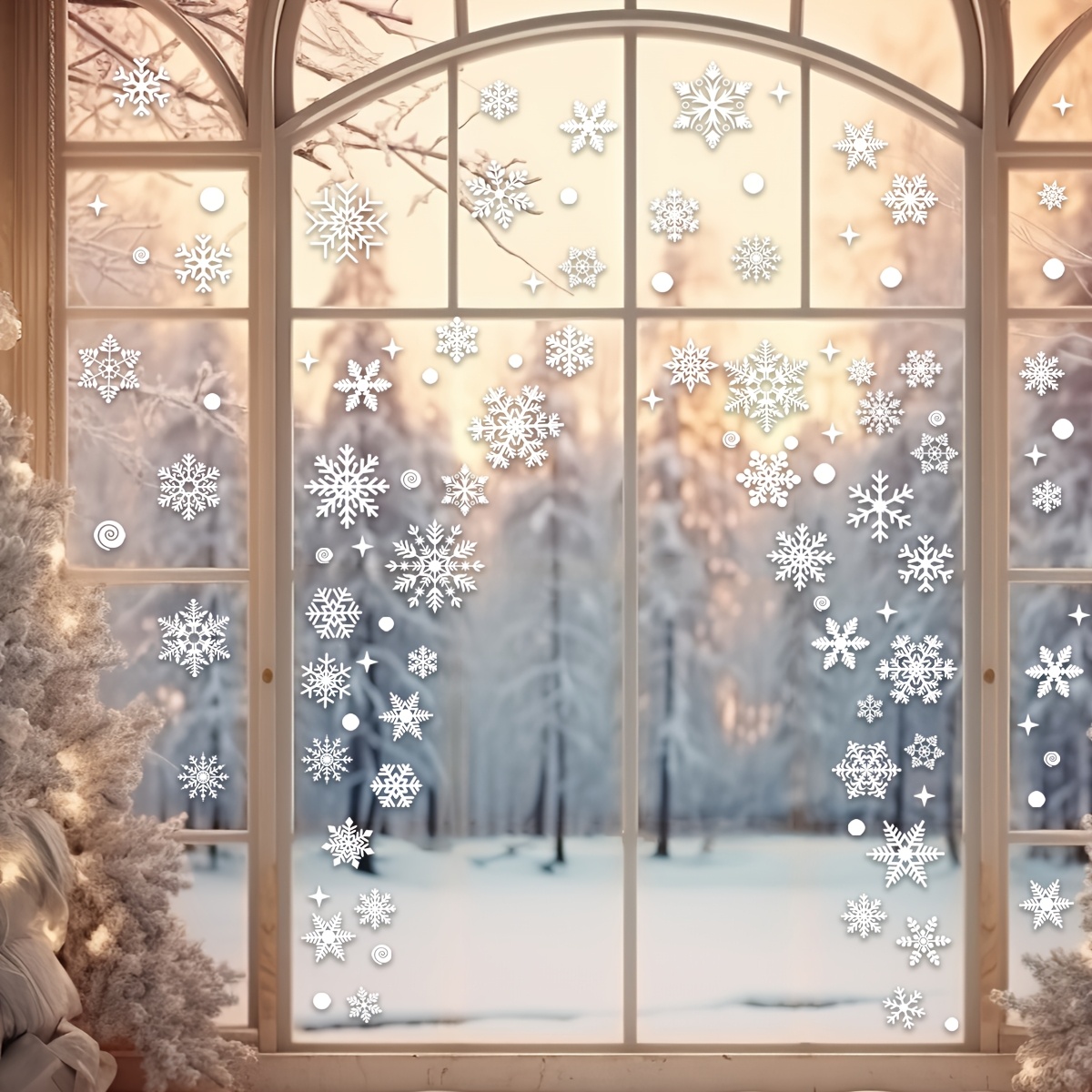 4 lembar Stiker Jendela Natal  - Snowflake Window Decal ulasan dan harga