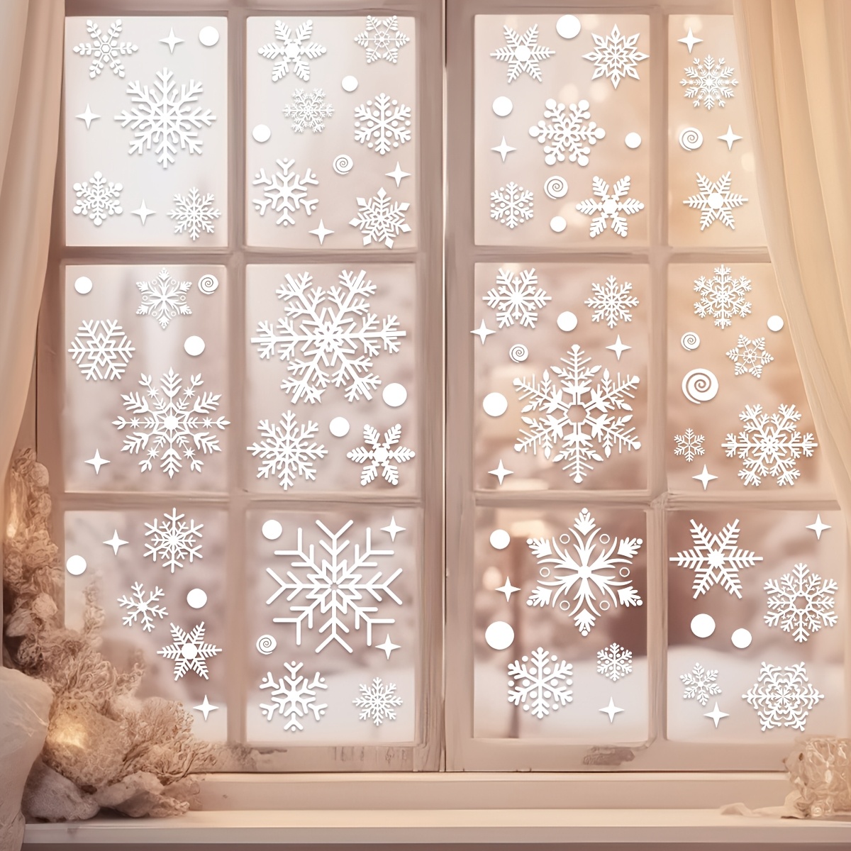 4 lembar Stiker Jendela Natal  - Snowflake Window Decal ulasan dan harga