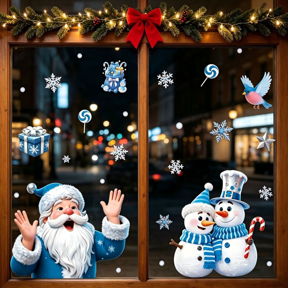 Stiker Jendela Natal Motif Man - Snowflake Window Decal ulasan dan harga